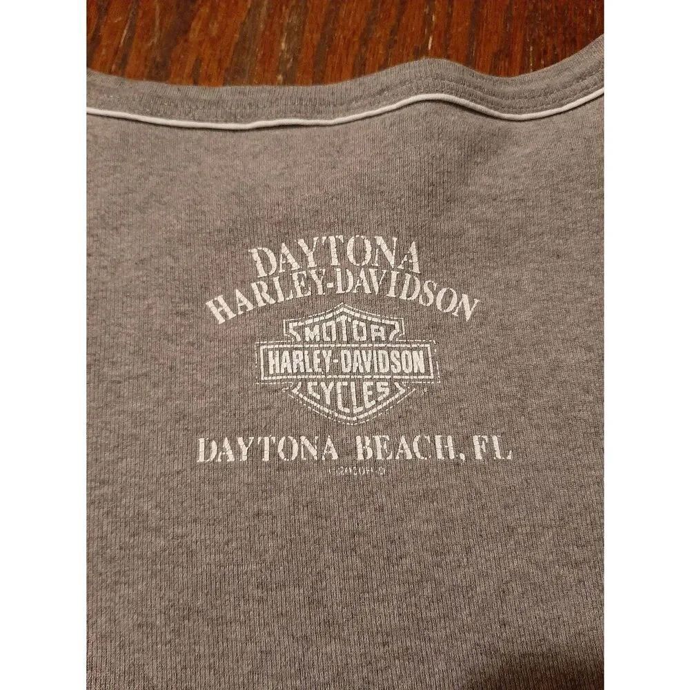 Vintage Large 2001 Harley Davidson Daytona Beach Grey Short Sleeve Tee TShirt